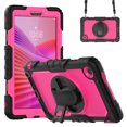 thumbnail image 2 of Case for Lenovo Tab One/K9 8.7 Inch 2025 with Screen Protector, 360 Degree Rotating Kickstand Hand Strap Heavy Duty Shockproof Cover with Shoulder Strap, Rose PC, 2 of 7
