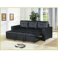 thumbnail image 4 of Contemporary Black Faux Leather 3-Seat Sectional Sofa with Pull-Out Bed for Living Room, 4 of 11