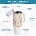 thumbnail image 4 of SKYSONIC Insulated Tumblers with Lids and Straws Handles 40oz Water Bottle Cute Boho Rainbow Travel Mug Reusable Stainless Steel Thermos Vacuum, 4 of 7