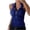 Blue, variant on Timegard Plus Size Tank Tops for Women Lapel V Neck Zipper Ribbed Sleeveless Comfy Slim Tops Summer Fashion