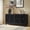black, variant on 4-door Modern Storage Sideboard with Adjustable Shelf Latticwork Door Cabinet for Living Room Walnut