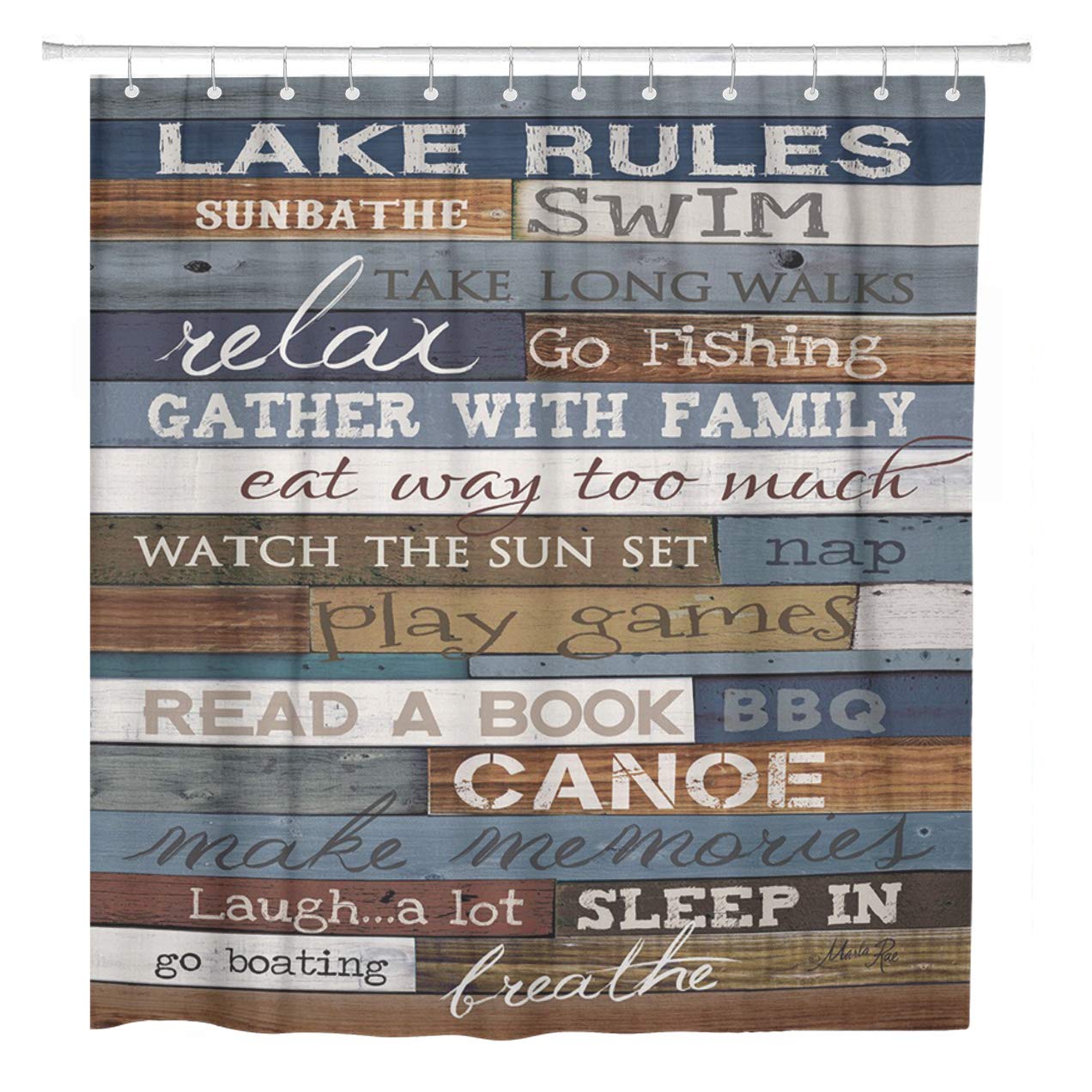 CYNLON Cabin Rules Bathroom Bathroom Decor Bath Shower Curtain 60x72