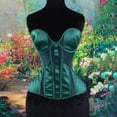 thumbnail image 3 of Vintage Corset Tops for Women Satin Waist Cincher Overbust Bustiers Strapless Open Back Renaisssance Corsets, 3 of 8
