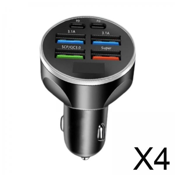 Adaptador De Cargador De Coche 4x120W, Accesorios Para Automóviles Seguros 12V-24V DC 6 En 1 Puertos Múltiples