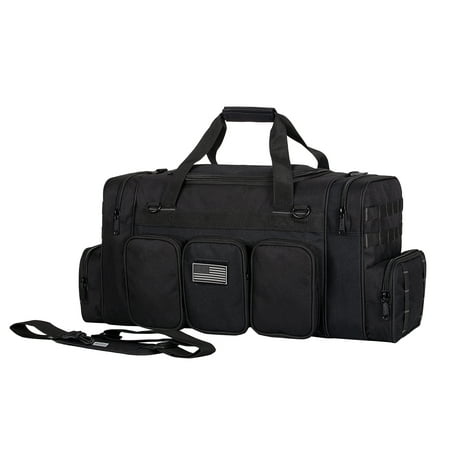 22 Inch Tactical Duffel Bag Heavy Duty Military Gun Range Gear Travel Gym Bags with US Flag Patch Molle Lockable Zippers,