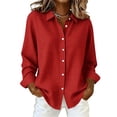 thumbnail image 2 of NominalSnugButton down Shirts for Women Long Sleeve Plaid Shirts Ruffle Blouses Business Casual Tops 2026 Trendy Outfit, 2 of 8