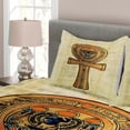 thumbnail image 3 of Ambesonne Egyptian Quilted Bedspread Set 3 Pcs, Antique Culture Sign, Queen Size, Cream Orange, 3 of 4