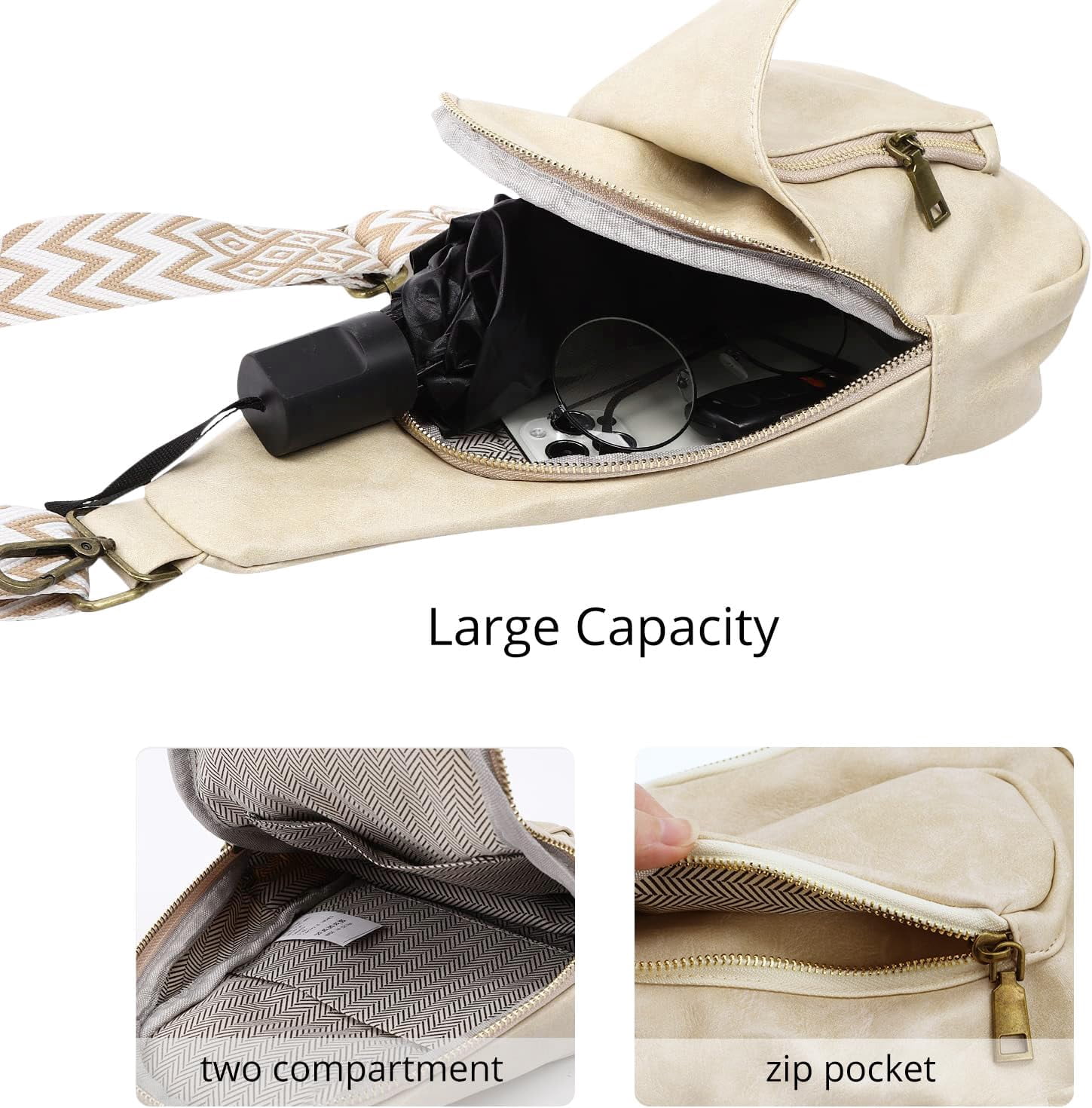 Sling Bag for Women Crossbody, PU Leather Small Sling bags Sling Chest Shoulder Backpack for Traveling Hiking
