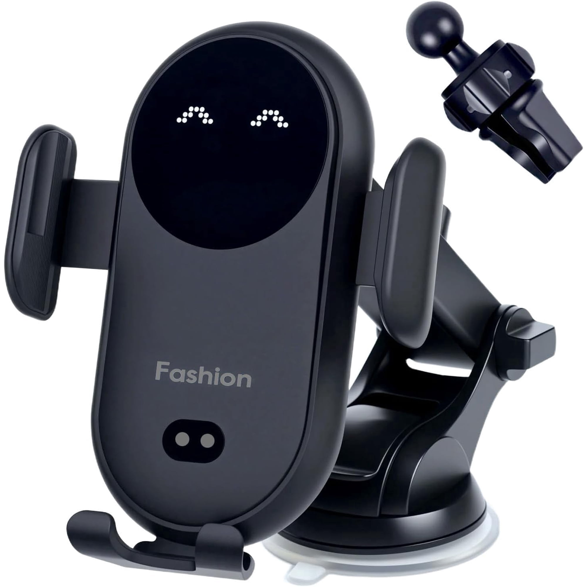Wireless Car Charger, Auto-Clamping 3-in-1 Phone Mount - 15W/10W/7.5W Fast Charging Car Accessories Compatible with iPhone 17/16/15/14/13/12/11/Xs/XR, Samsung S23 Ultra/S22/S21/S20/S10+/S9(Black)