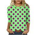 thumbnail image 1 of T-Shirts Grande Taille pour Femmes à Manches 3/4 à Pois, Col Ras du Cou, T-Shirts Graphiques de Base, Hauts d'Été Décontractés (m, Violet), 1 of 6