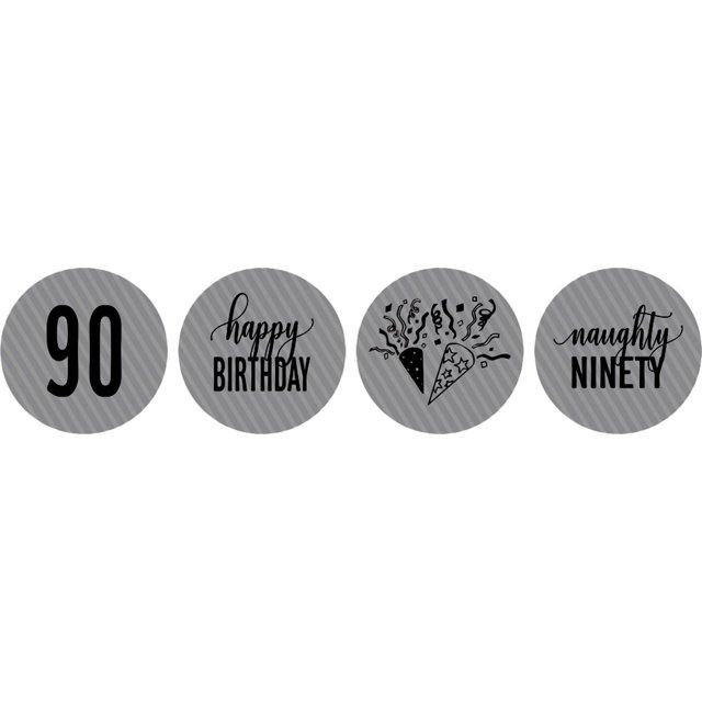 Darling Souvenir 190 Pcs Naughty Ninety Birthday Theme Stickers chocolate Labels-Gray