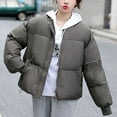 thumbnail image 2 of HAiming Womens Puffer Jacket Winter Packable down Long Sleeve Cropped Coats Casual Padded Warm Outerwear with Pocket, 2 of 6