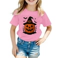 thumbnail image 3 of Kiijoy Girls Halloween Pumpkin T-Shirt Cotton Short Sleeve Crew Neck T Shirt, Sizes 5-6, 3 of 3