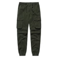 thumbnail image 2 of DPTALR Men's Fashion Casual Comfy Solid Pocket Drawstring Regular Pants, Army GreenL, 2 of 9