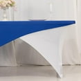 thumbnail image 2 of Efavormart Royal Blue White Cross Over Stretch Spandex Table Cover 6ft Rectangular Fitted Tablecloth for 72"x30" Tables, 2 of 9