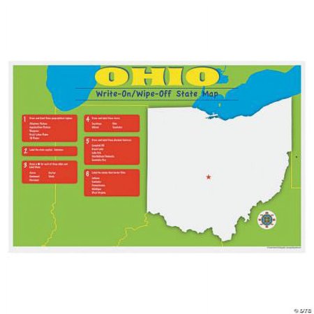 State Write-On Desk Mat - Ohio  Classroom  Educational  1 Piece