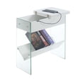 thumbnail image 2 of SoHo Electric Flip Top End Table in White Wood Finish and Clear Glass, 2 of 6