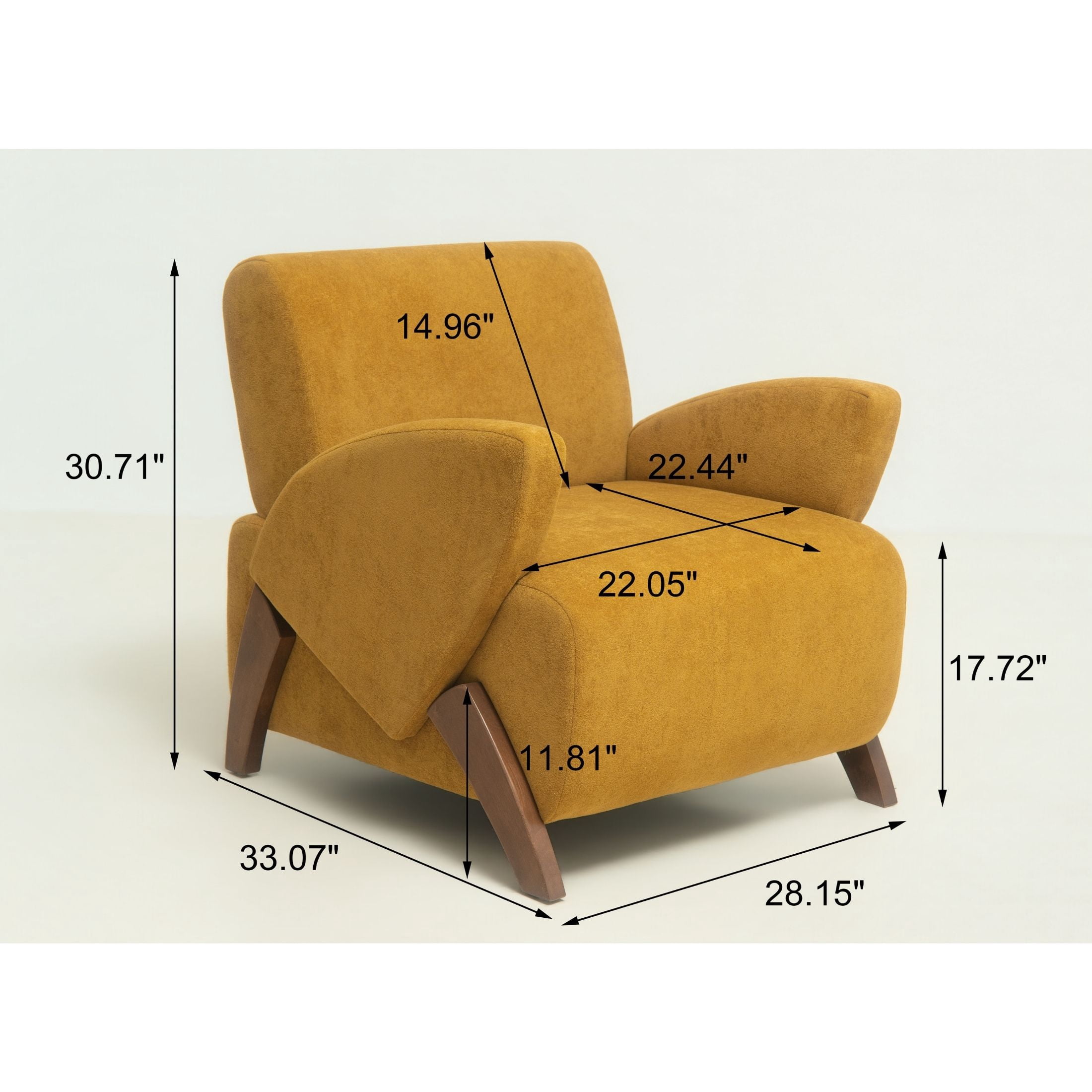 Noble House Jordon 28" Velvet Upholstered Accent Lounge Chair with Birch Legs, for Living Room, Brown Yellow