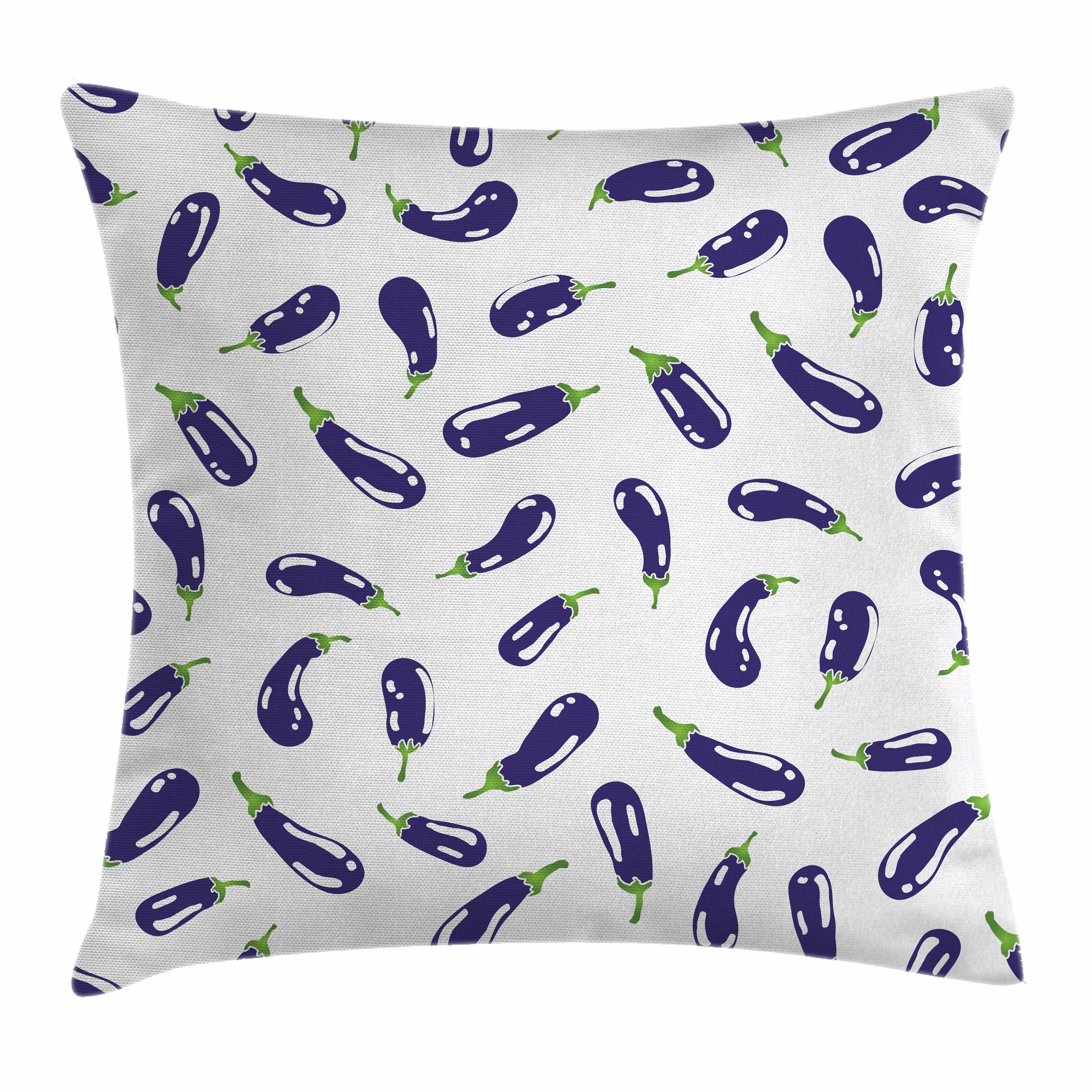 Eggplant Throw Pillow Cushion Cover, Fresh Eggplants on White Surface