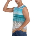 thumbnail image 3 of Lsque Sunny Ocean Waves Print Men's Cotton Blend Sleeveless Muscle Shirts (S-3XL)- Moisture Wicking, Odor Protection, UPF 30+,Medium, 3 of 8