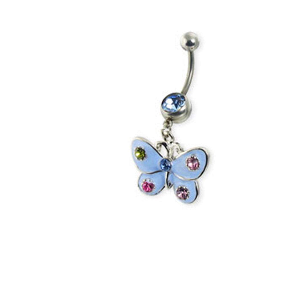 Butterfly Belly Button Ring,Light Blue - B - Walmart.com