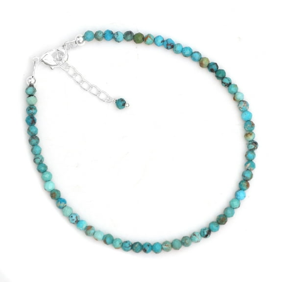 Gempires Turquoise Women Bracelet Jewelry, 8 inch Adjustable Silver Plated Chain, Gift for Her