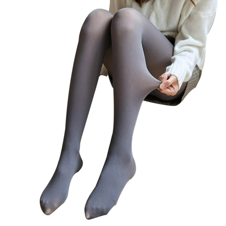 Women's Winter Warm Pantyhose Tights Elastic Fleece Lined Leggings Pants  Winter Warm Pantyhose Women's Winter Warm Pantyhose Tights 80g Gray Skin  With