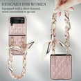 thumbnail image 2 of TECH CIRCLE for Samsung Galaxy Z Flip 3 Case with Luxury Detachable Chain Wrist Strap Bracelet Cute Case for Girls Women Slim Silk Scarf Design Shockproof PC Cover for Galaxy Z Flip 3 5G,Rosegold, 2 of 7