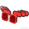 thumbnail image 2 of Red Hound Auto Led Pair Trailer Square Tail Light under 80 inches & 6) 6 inches Red Oval Side Marker Lights, 2 of 5
