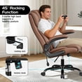 thumbnail image 6 of COOLHUT Big and Tall Office Chair 350LBS, Comfy Heavy Duty Executive Desk Chair with Adjustable Lumbar Support, Higth Back Computer Home Office Chair with Padded Flip -up Arms, Brown, 6 of 10