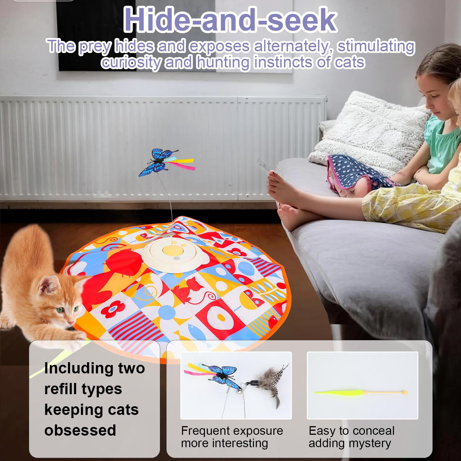Rechargeable Cat Toys And Seek Game Interactive For Indoor Cats Moving Wand Touch Activated Enrichment Bored Adult Cats(yellow)