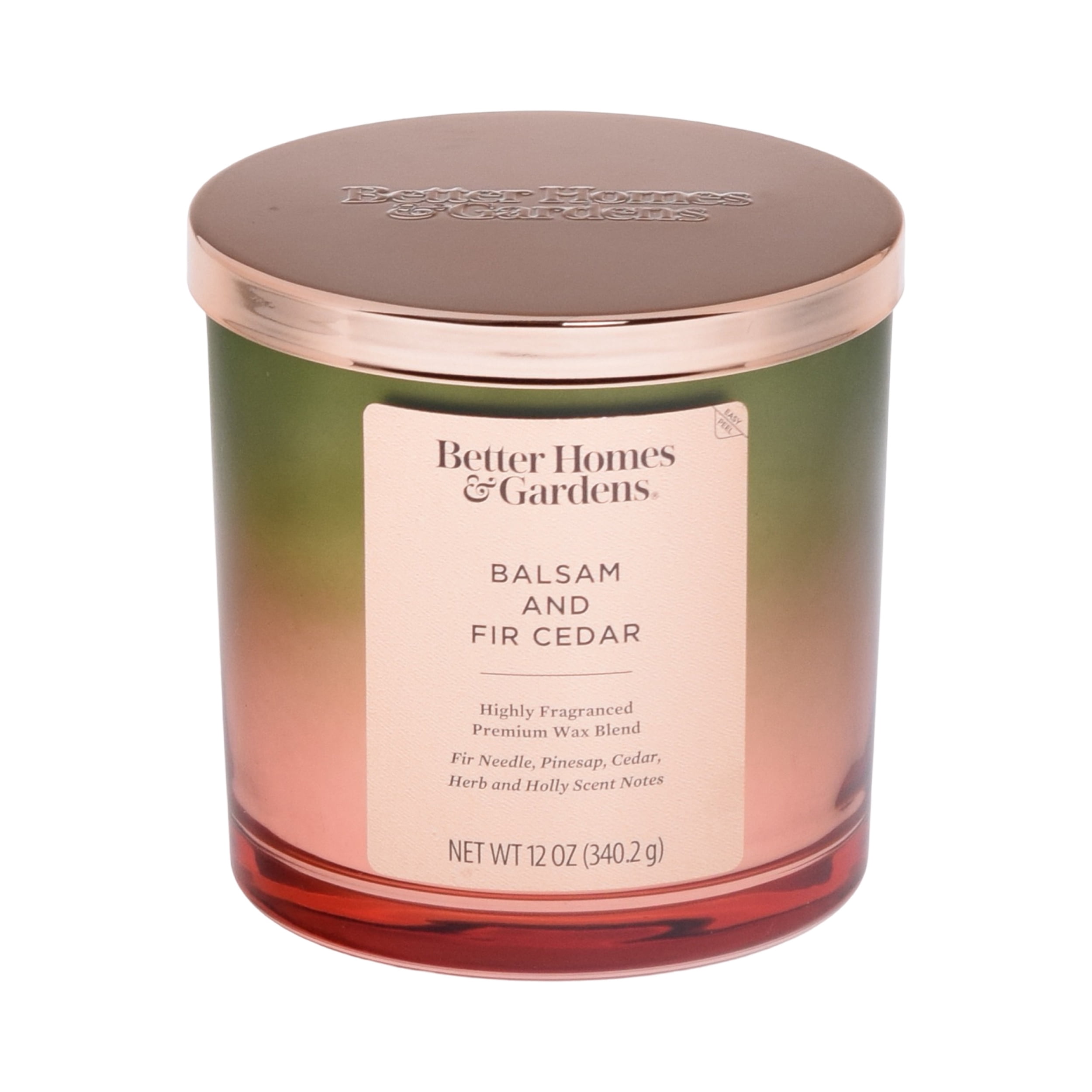 Better Homes & Gardens Balsam and Fir Cedar Scented 2-Wick 12oz Metallic Ombre Jar Candle