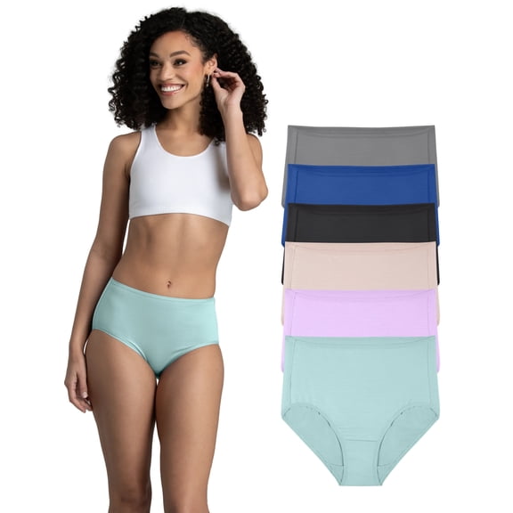Fruit of the Loom Women's Breathable Cooling Stripes Brief Underwear, 6-Pack
