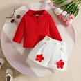 thumbnail image 4 of Chbgutlmr Baby Girls Clothes Kids Fall Outfits Knit Ribbed V Neck Sweaters Flower Button Cute Shorts Sets, 4 of 8