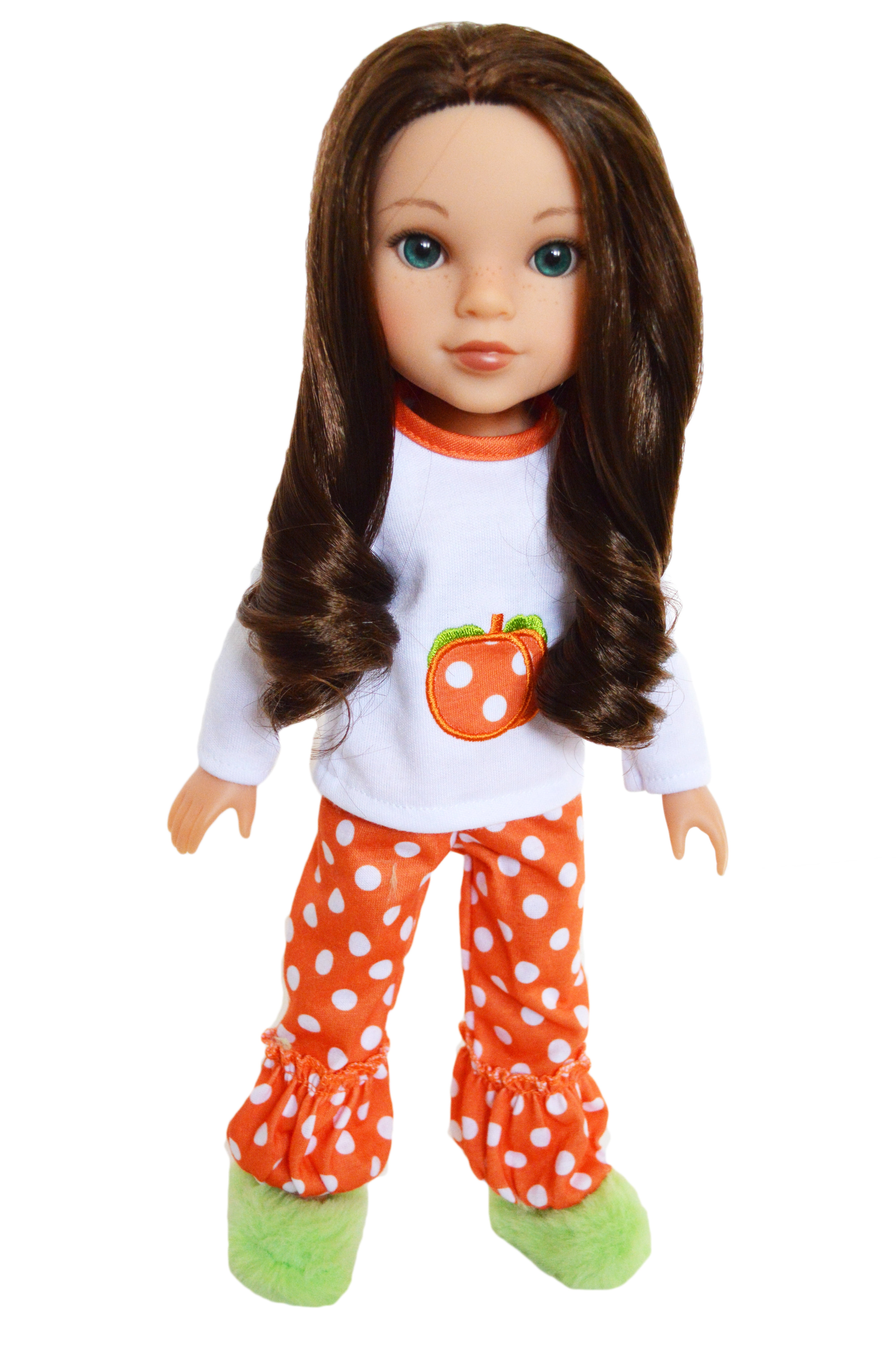 Pumpkin Dot Outfit Fits 14 Inch Dolls/14 Inch Doll Clothes