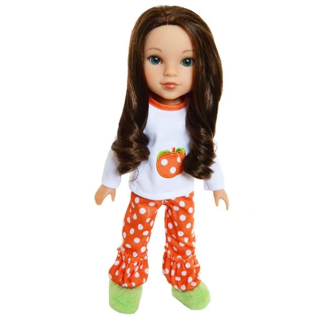 Pumpkin Dot Outfit Fits 14 Inch Dolls/14 Inch Doll Clothes