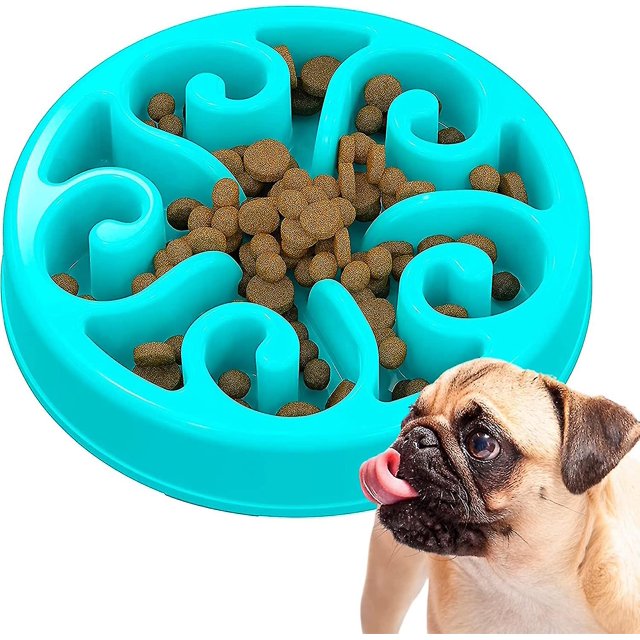 Cuenco Anti Glotón Para Gatos O Perros, Bandeja Interactiva Para Evitar La Ansiedad, Para Mascotas Pequeñas, Medianas Y Grandes (azul)