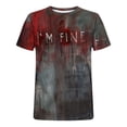 thumbnail image 3 of Camisas de Manga Larga para Hombres Imprimir Blusa de Manga Corta de Cuello Redondo, Camisas de Lino para Hombres, 3 of 3