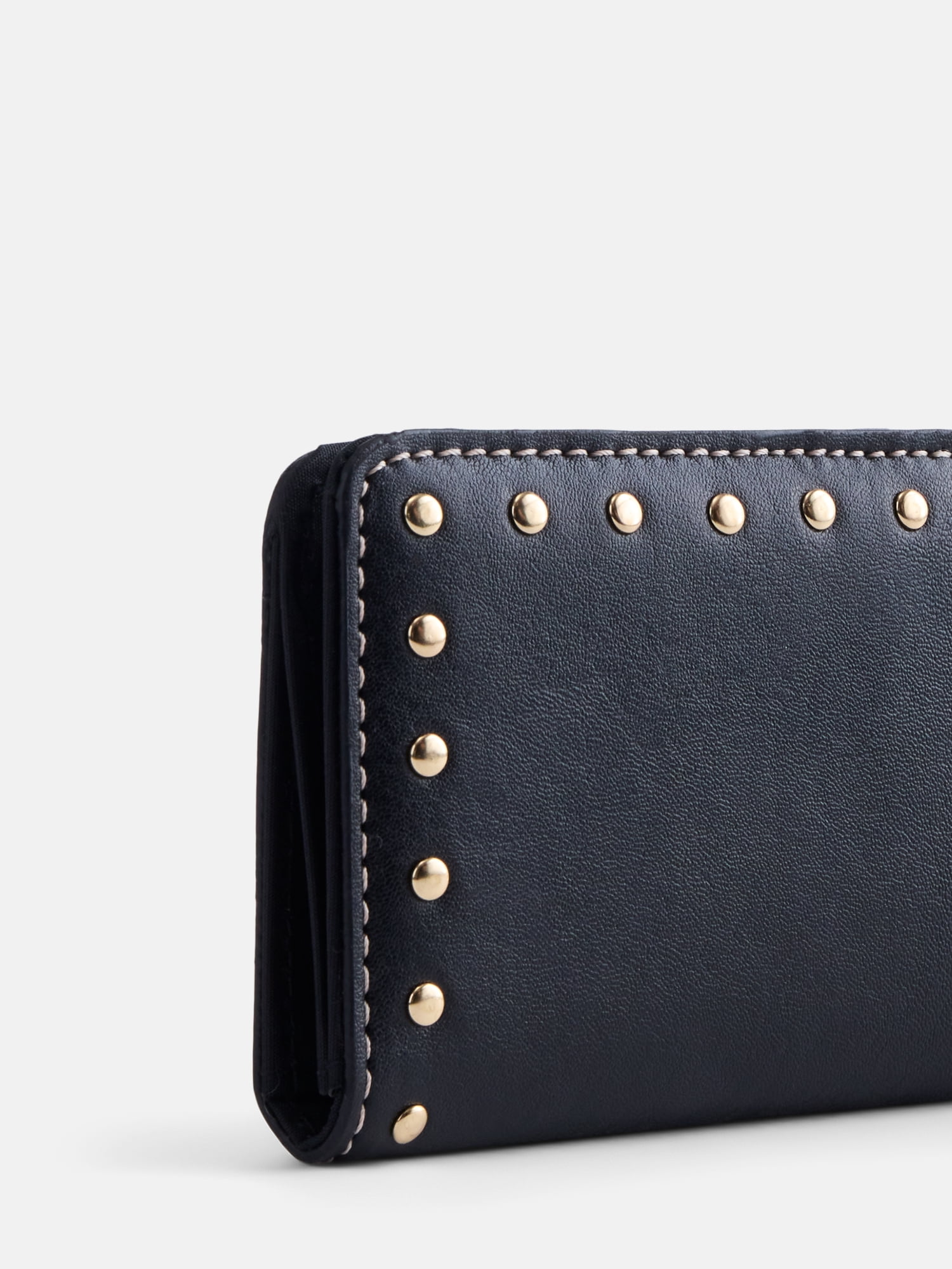 Scenario Women's Slim Studded Wallet, Black
