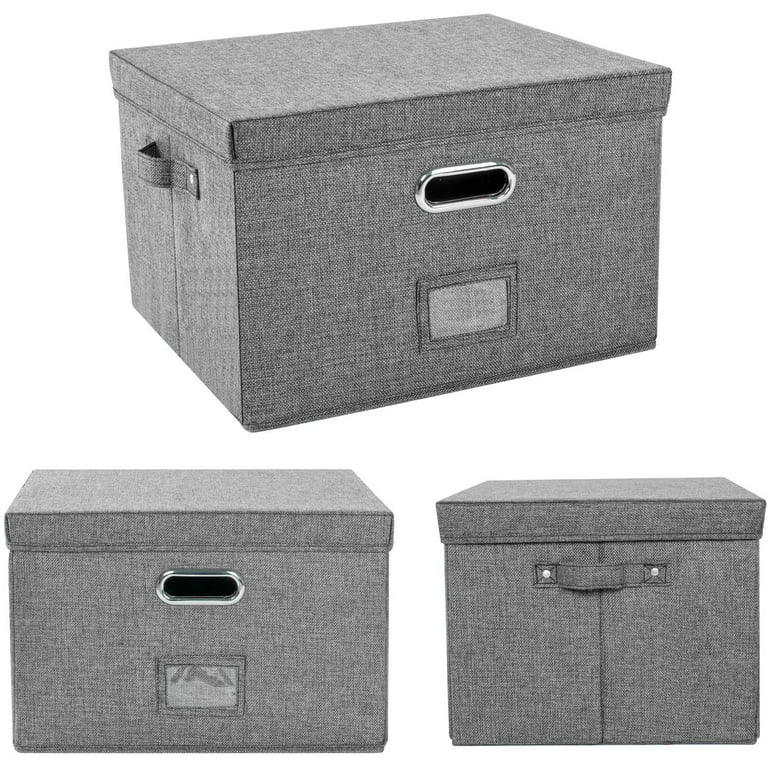  Mocolerno Linen Scrapbook Storage Box Photo Boxes Storage  Document Letter File Box with Lid 14.6'' x 13''x 4'' Gray (3 pack) : Office  Products