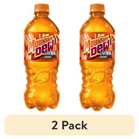 (2 pack) Mountain Dew Livewire Orange Soda, 20 fl oz Bottle