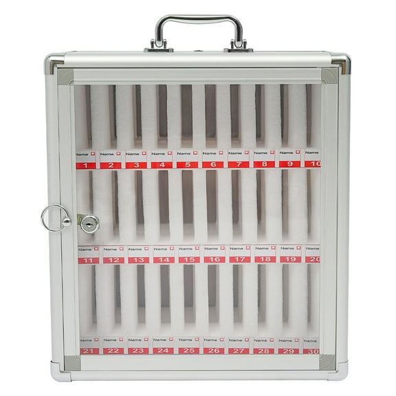 30 Slots Classroom Aluminum Alloy Storage Cabinet for Cell Phones Wall Mount Lockable Pocket Chart Storage Box with Handles for Home/Office