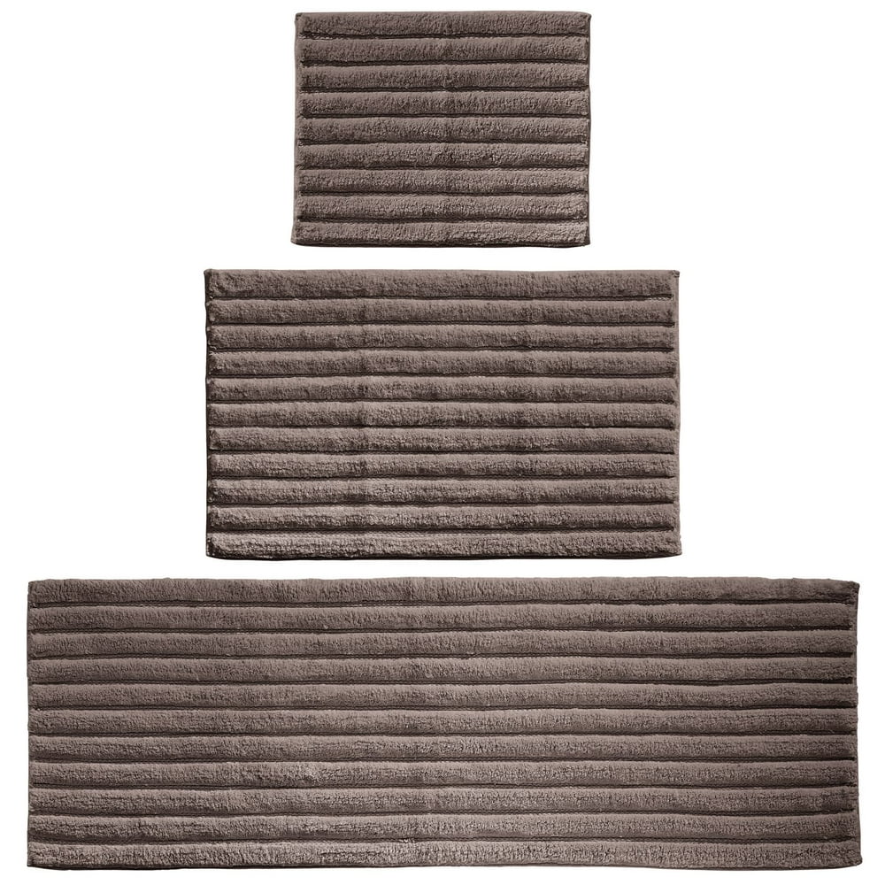 mDesign Soft 100 Cotton Bathroom Spa Mat Rugs/Runner, Set of 3, Dark
