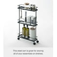 thumbnail image 2 of Yamazaki Home Rolling Cart, Black, Steel, Supports 6.6 pounds, Wheels, Minimal Assembly, 2 of 5
