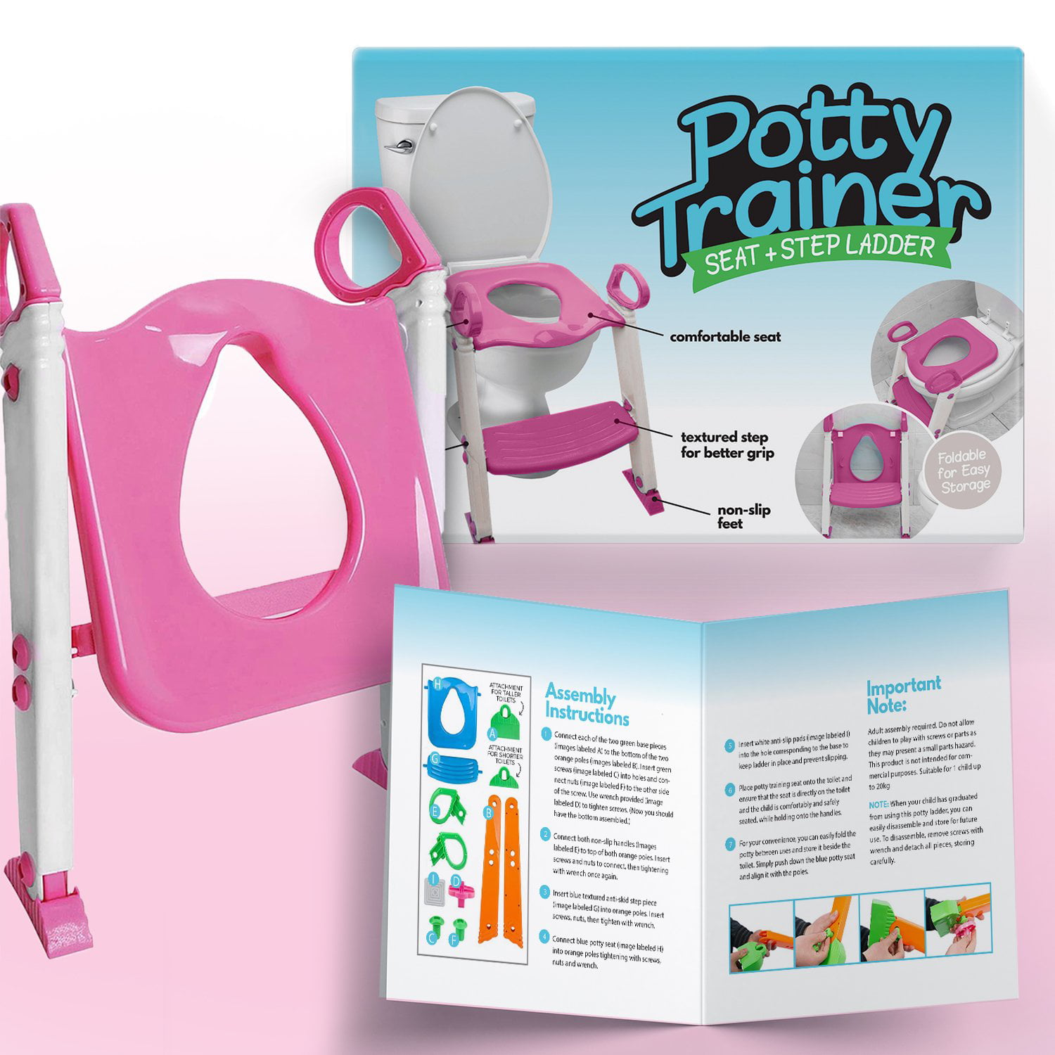Potty Training Seat Toilet w/Step Stool Ladder & Splash Guard