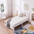 thumbnail image 6 of YLCW Twin Bed Frame Solid Wood Platform Bed Frame, Single Bed with Headboard, No Box Spring Needed Panel Bed, Wood Slat Support Mattress Foundation, White, 6 of 8