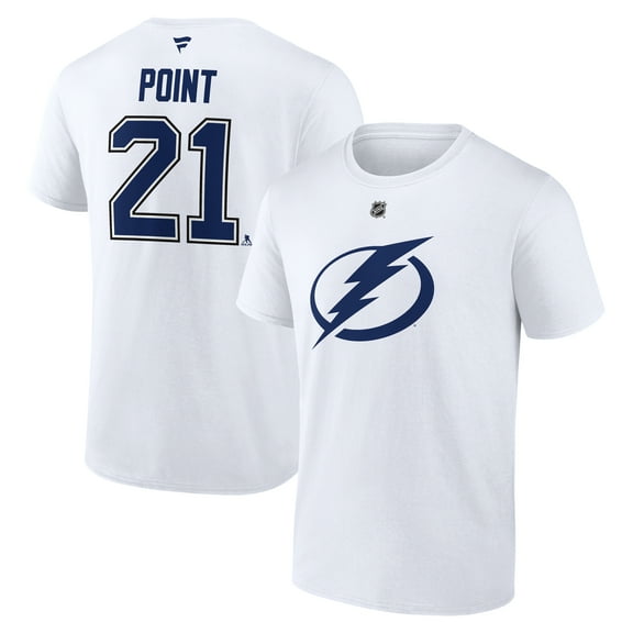 Men's Fanatics Brayden Point White Tampa Bay Lightning Authentic Stack Name & Number T-Shirt