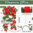 thumbnail image 3 of Waipfaru Artificial Hanging Flowers for Outdoors, 2Pcs UV Resistant Faux Silk Geranium Fake Flowers for Garden Porch Window Home Decor(Red), 3 of 7