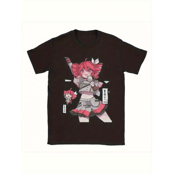 T Shirt Unisex Kasane Toto Anime Graphic Black base with and white character graphics