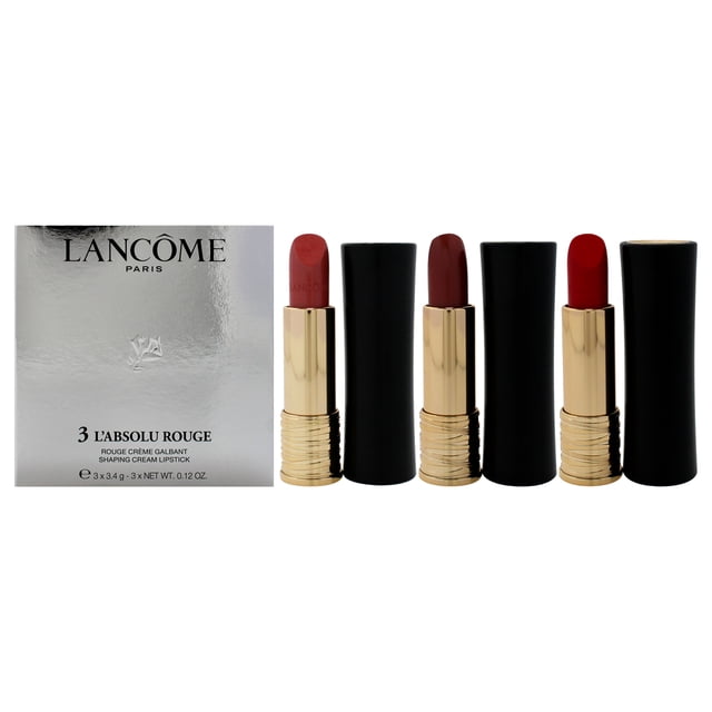 Set 3 Labsolu Rouge de Lancôme para mujer: 3 labiales en crema con champú de 0.12 oz: 06 Rose Nu, 11 Rose Nature y 132 Caprice De Rouge.